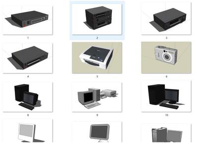 数码产品合集(电视、电脑、手机、音响、打印机、照相机、传真机、MP3、摄影机)SU模型 电子电器SU模型