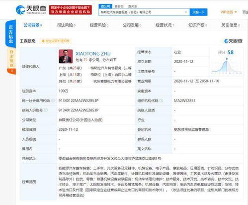 特斯拉在合肥成立新公司 经营范围含二手车 电子产品等
